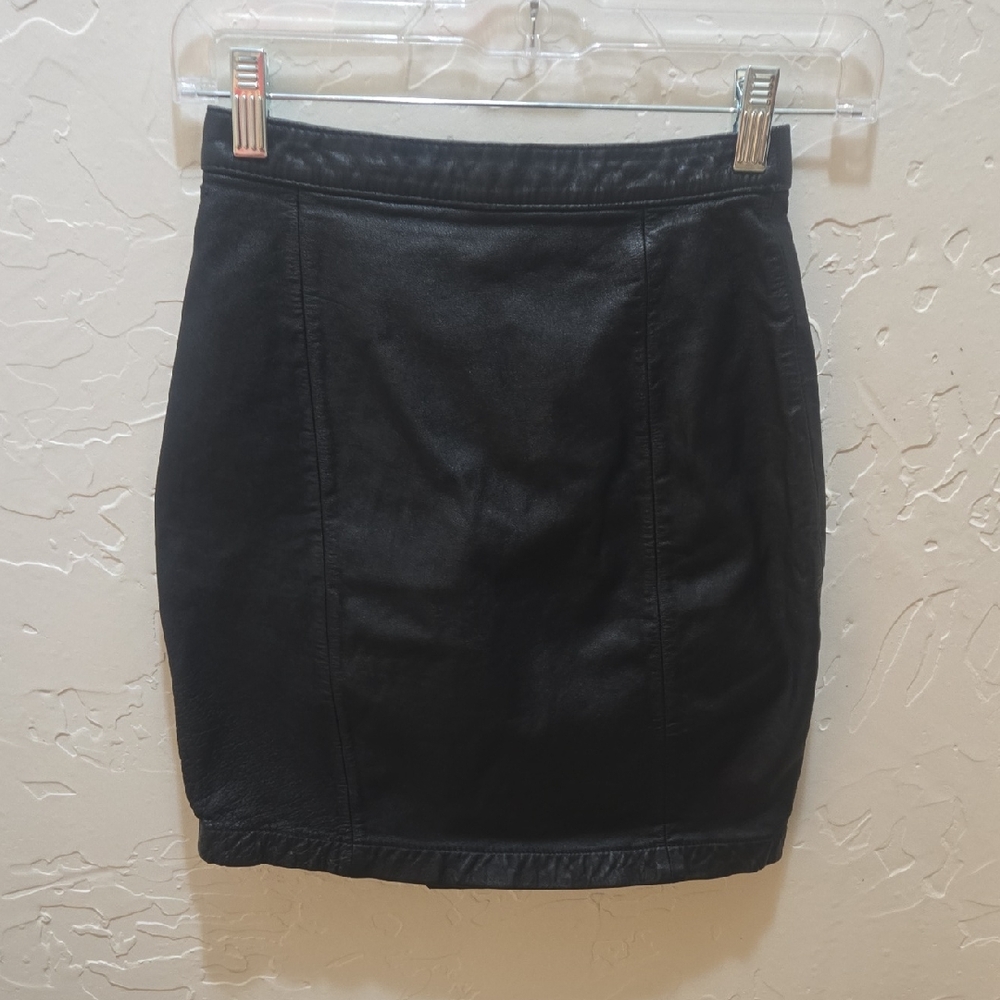 Vintage Black Leather Mini Skirt